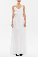 White Lace-up spaghetti straps maxi dress 92378