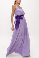 Lilac Lace-up spaghetti straps maxi dress 92378
