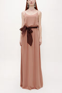 Camel Hair Lace-up spaghetti straps maxi dress 92378