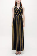 Black Wrap-over sleeveless maxi dress 92381