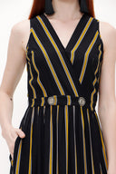 Black Wrap-over sleeveless maxi dress 92381