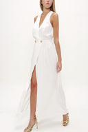 White Wrap-over sleeveless maxi dress 92381