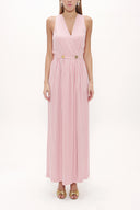 Red Wrap-over sleeveless maxi dress 92381