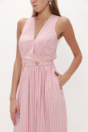 Red Wrap-over sleeveless maxi dress 92381