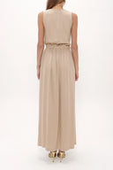Beige Wrap-over sleeveless maxi dress 92381