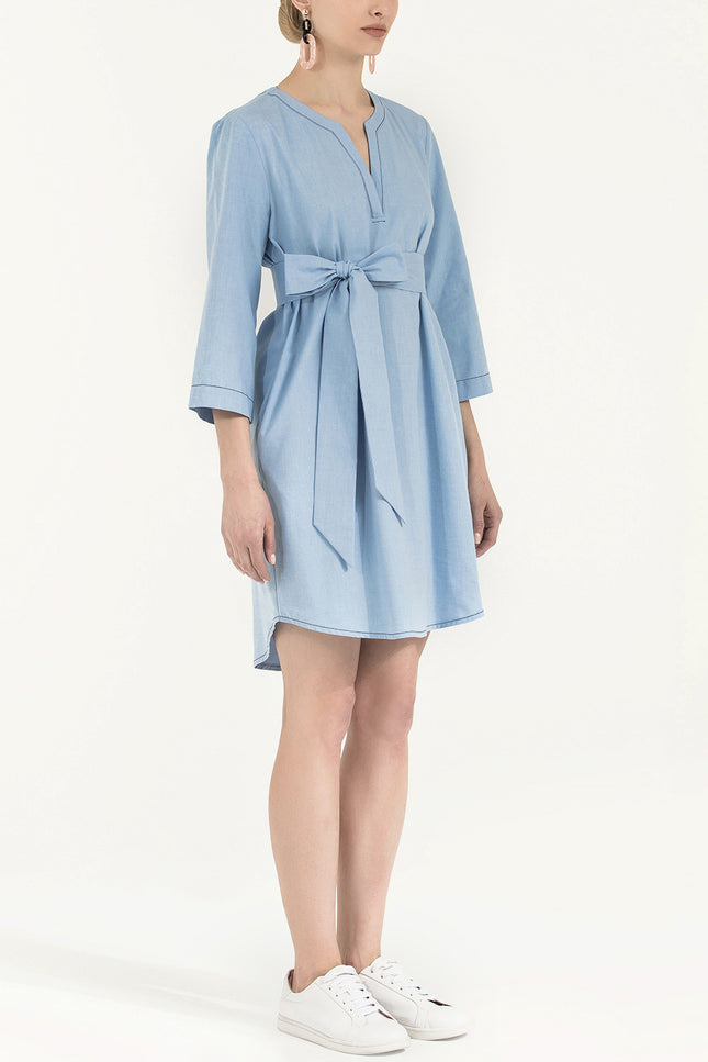 Blue Belted wide cut mini dress 92383