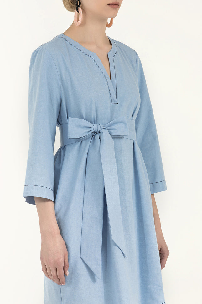 Blue Belted wide cut mini dress 92383