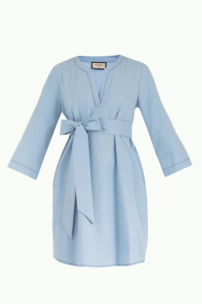 Blue Belted wide cut mini dress 92383