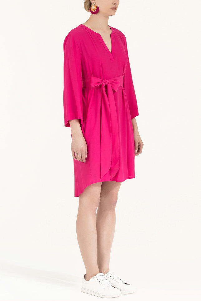 Fuchsia Belted wide cut mini dress 92383