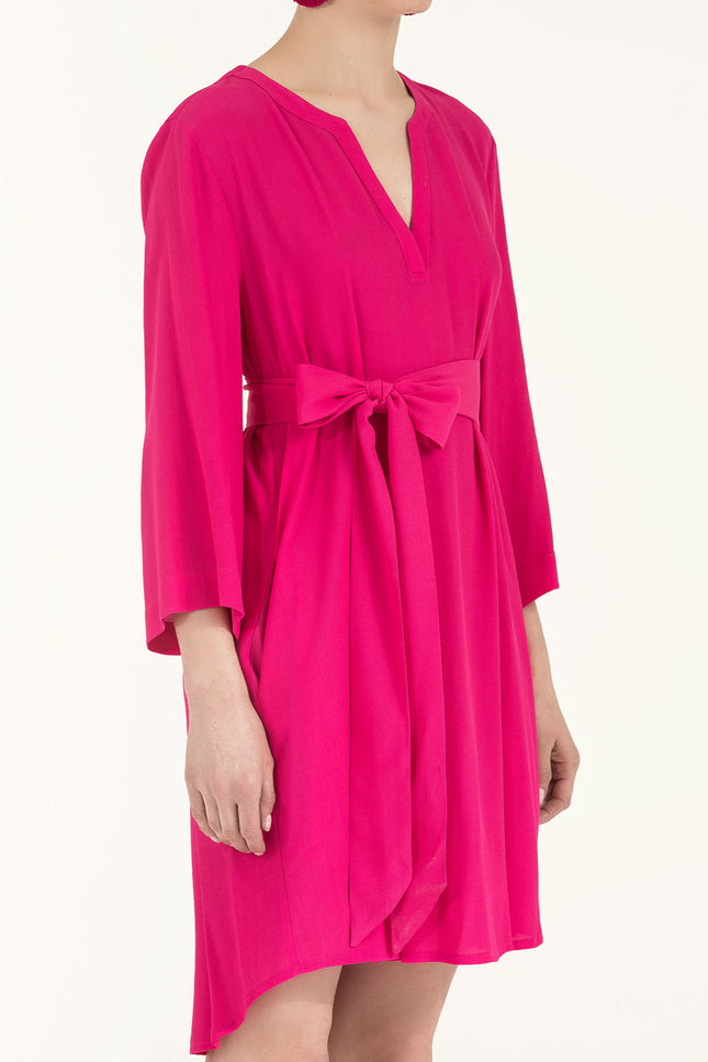 Fuchsia Belted wide cut mini dress 92383