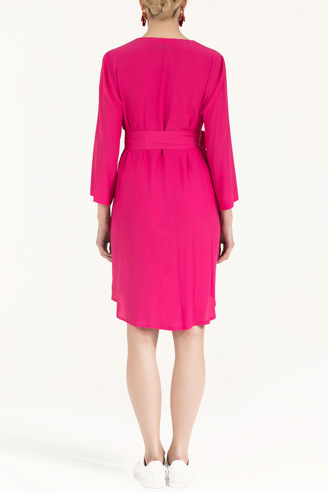 Fuchsia Belted wide cut mini dress 92383