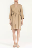 Beige Belted wide cut mini dress 92383