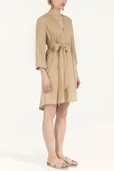 Beige Belted wide cut mini dress 92383