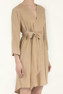 Beige Belted wide cut mini dress 92383