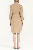 Beige Belted wide cut mini dress 92383