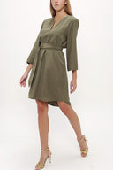 Khaki Belted wide cut mini dress 92383