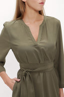 Khaki Belted wide cut mini dress 92383