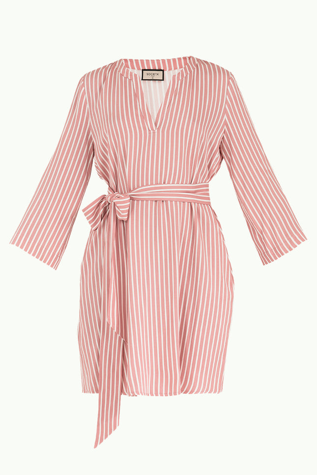 Striped Belted wide cut mini dress 92383