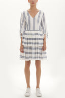 Blue V-neck ruffled striped mini dress 92384