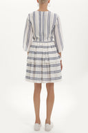 Blue V-neck ruffled striped mini dress 92384