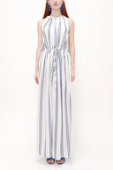 Blue Lace-up sleeveless maxi dress 92385