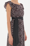 Burgundy Ruffled shoulder maxi dress 92390