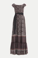 Burgundy Ruffled shoulder maxi dress 92390