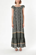 Green Ruffled shoulder maxi dress 92390