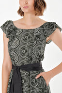 Green Ruffled shoulder maxi dress 92390