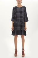 Black Wide cut ruffled maxi dress 92395