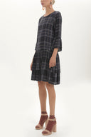 Black Wide cut ruffled maxi dress 92395