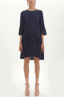 Navy Blue Wide cut ruffled maxi dress 92395