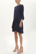 Navy Blue Wide cut ruffled maxi dress 92395