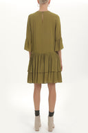 Khaki Wide cut ruffled maxi dress 92395