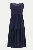 Navy Blue Low-cut back short sleeve midi dress 92399