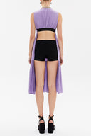 Lilac Low-cut back short sleeve midi dress 92399