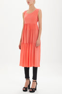 Red Low-cut back short sleeve midi dress 92399