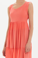 Red Low-cut back short sleeve midi dress 92399