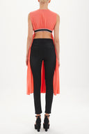 Red Low-cut back short sleeve midi dress 92399