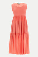 Red Low-cut back short sleeve midi dress 92399