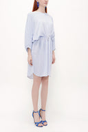 Blue Lace-up wide cut mini dress 92407