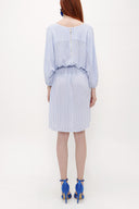 Blue Lace-up wide cut mini dress 92407