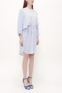 Blue Lace-up wide cut mini dress 92407