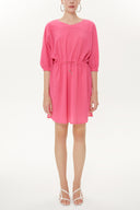 Fuchsia Lace-up wide cut mini dress 92407