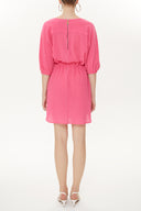 Fuchsia Lace-up wide cut mini dress 92407