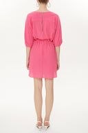 Fuchsia Lace-up wide cut mini dress 92407