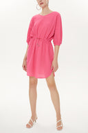 Fuchsia Lace-up wide cut mini dress 92407