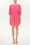 Fuchsia Lace-up wide cut mini dress 92407