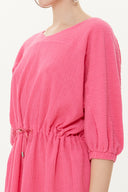 Fuchsia Lace-up wide cut mini dress 92407