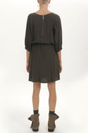 Khaki Lace-up wide cut mini dress 92407